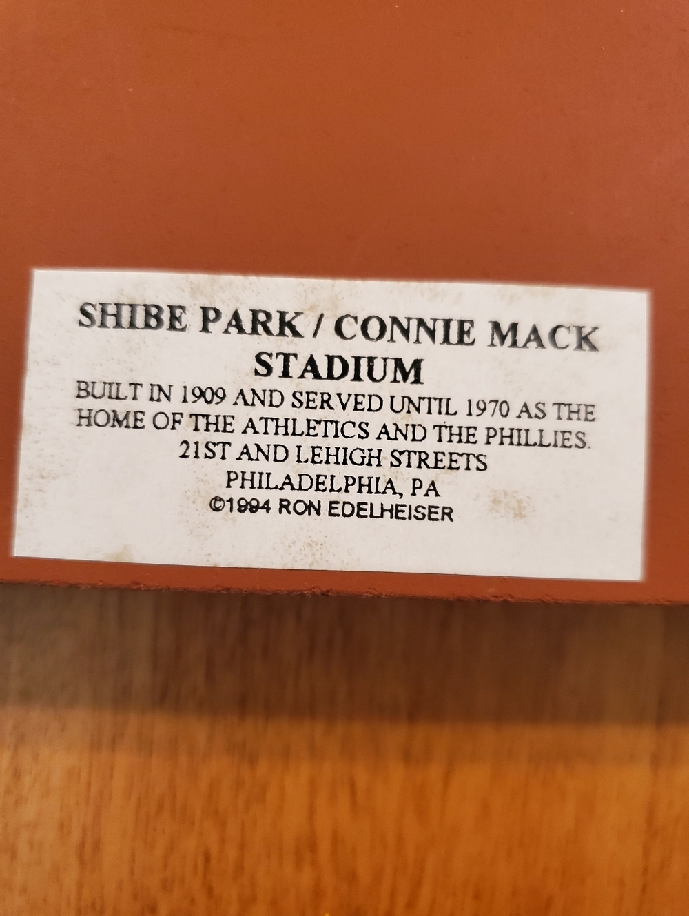 1994 Ron Edelheiser Shibe Park Connie Mack Stadium Philadelphia Wood Plaque Art - Picture 5 of 5